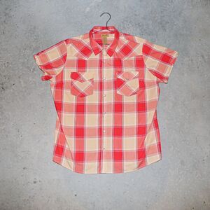 Wrangler Western‎ Plaid Mens Shirt Summer Casual Short Sleeve Cotton Blouse XXL